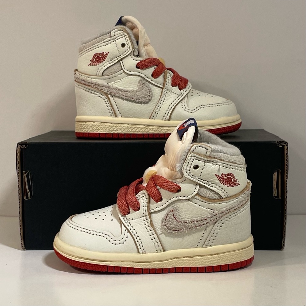 [BRAND NEW] AIR JORDAN 1 RETRO HIGH OG RARE AIR SAIL CINNABAR TODDLER SIZE 4C - Picture 7 of 15